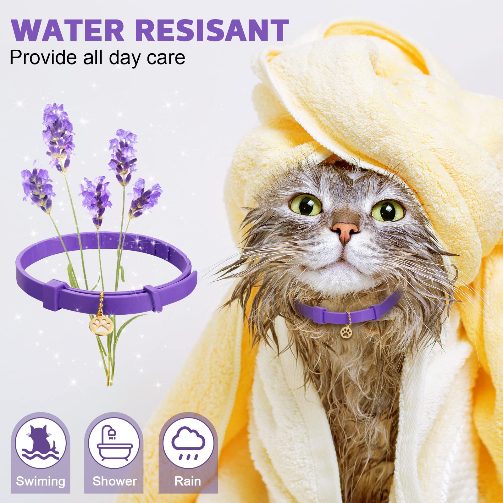 Amazon | 2ピース 落ち着きのある猫の首輪 ラベンダーの香り