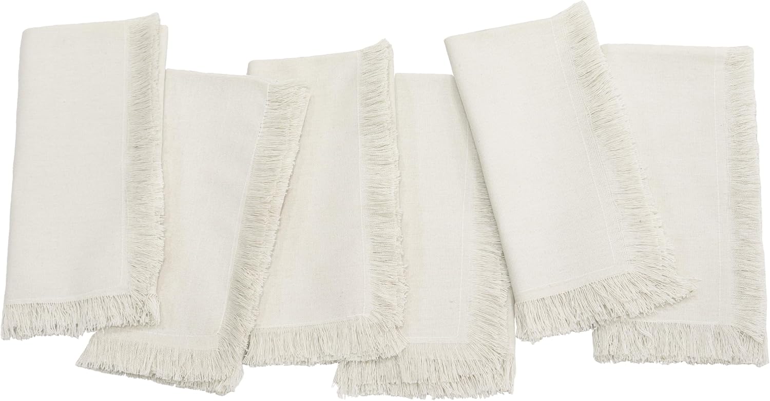 Servilletas de Tela con Flecos, 6 Unidades 18x18 pulgadas, Algodón 100% - Royal Linen