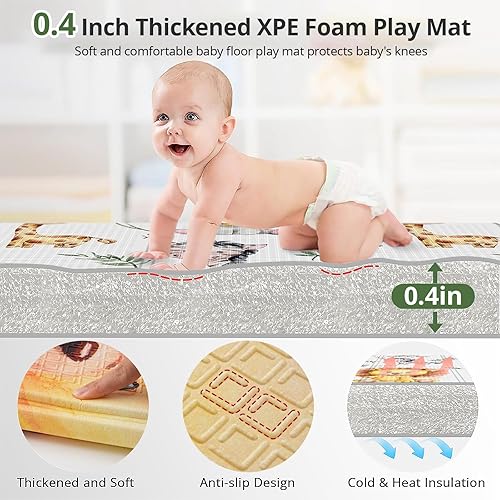 Miniatura 2 de 71x59 Foldable Baby Play Mat for Floor, Foam Playmat for Babies 0-12 Months, Kids Non Toxic Thick Play Mat , Waterproof & Anti-slip Crawling