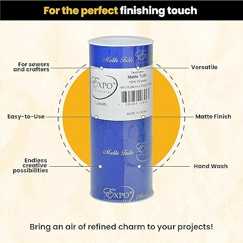 Miniatura 3 de Expo International Tul mate decorativo, tela de tul de poliéster ligero para tutús, disfraces y decoraciones de fiestas, lavable, fácil de usar, 6