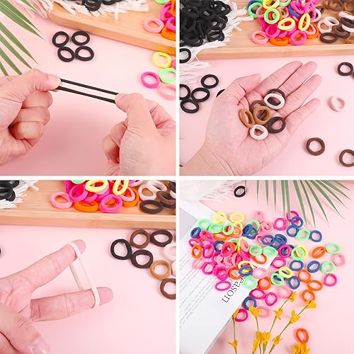 Miniatura 3 de 400 ligas para el pelo de bebé, 0.8 in, multicolor, para niñas y niños, de algodón, suave, sin costuras, accesorios de verano