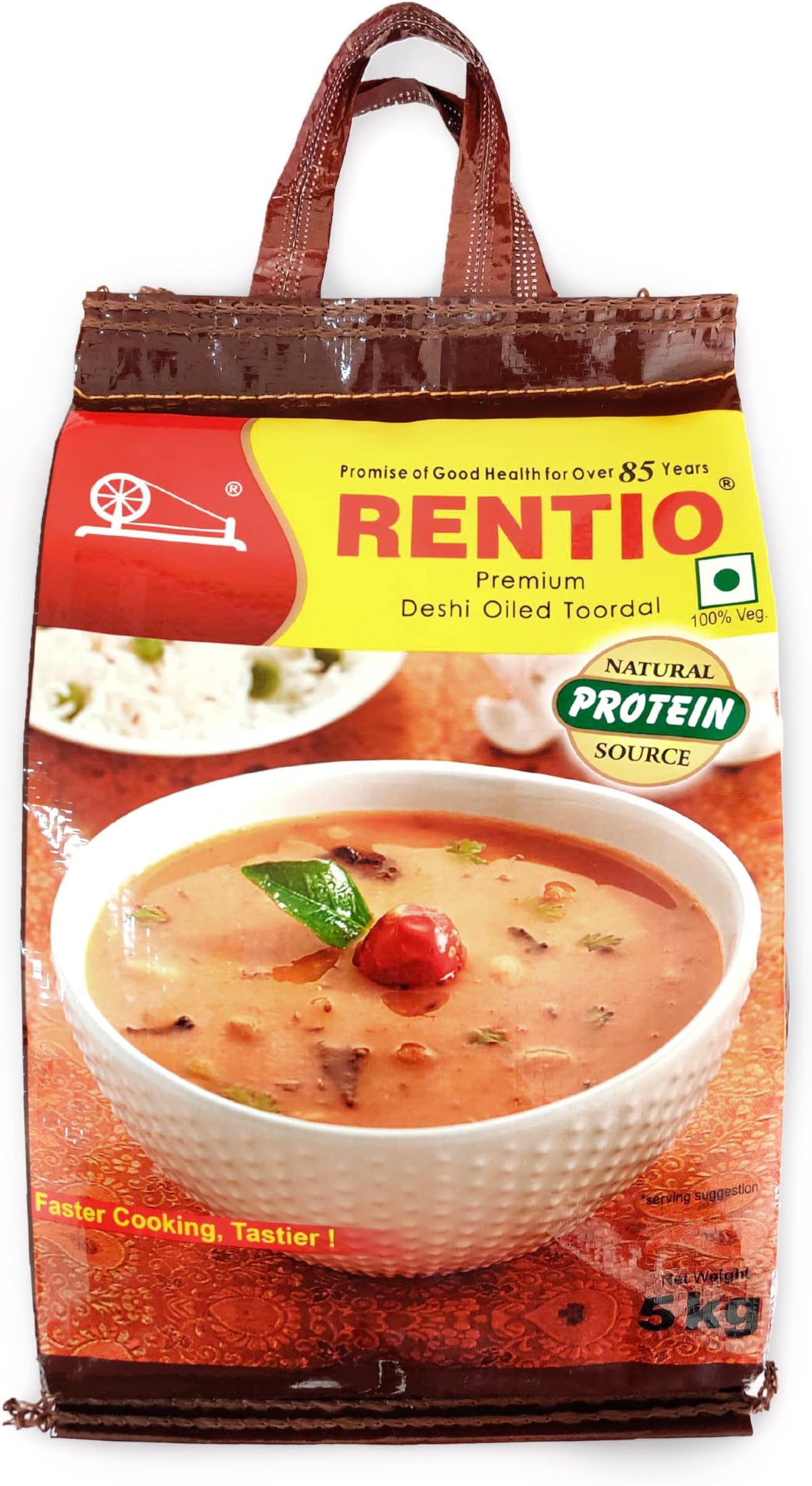 Rentio Premium Toor dal | Oiled Arhar dal 5 KG | Free from cholestrol | Tur dal | Oily Toor Dal