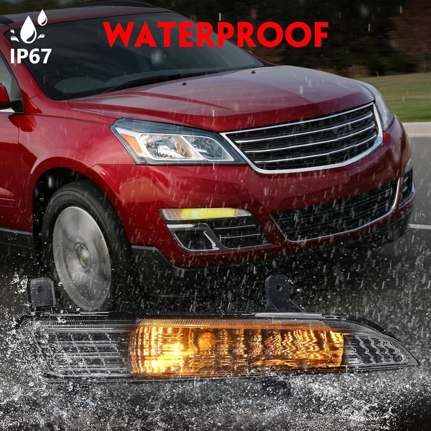 Huray Right Turn Signal Light for Chevy Traverse 2013-2017 Running Lights w/Bulbs RH Corner Light Driving Lamps Clear Lens Replacement for GM2531135 Passenger Side