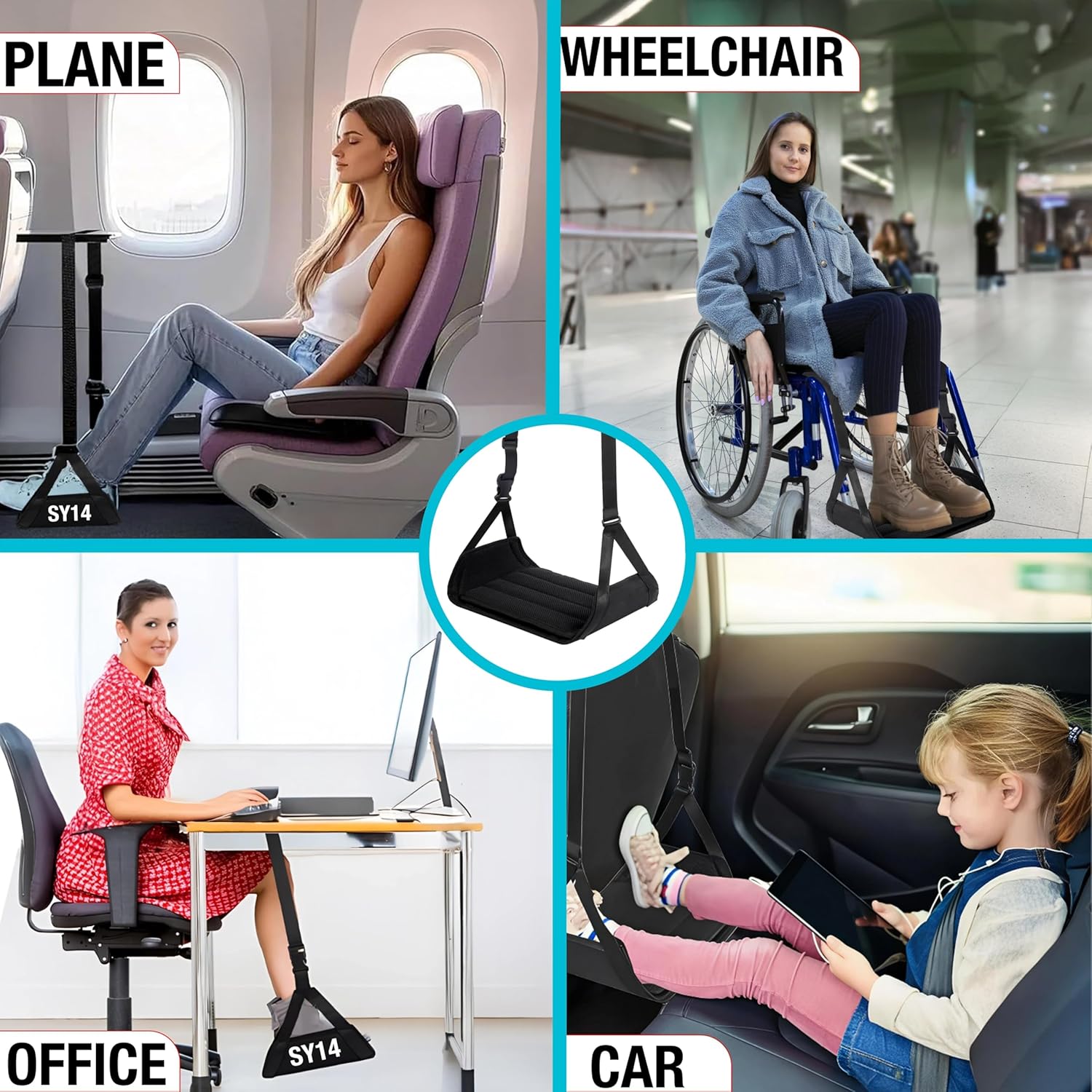 プレミアム飛行機フットハンモック - フライト用フットハンガー ポータブルフットレスト 飛行機 旅行 車 バス デスク下 フットハン