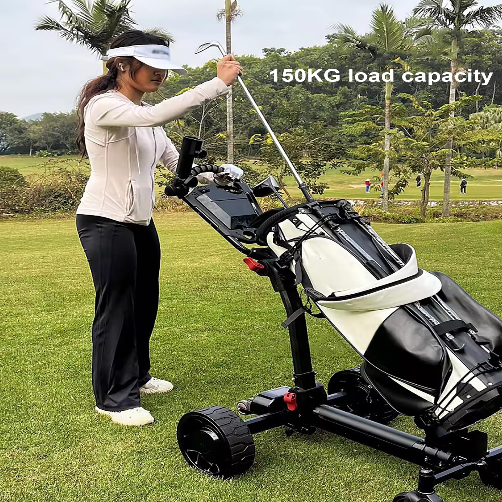 Carrello Da Golf AutomaticoFollow,carrello Dagolf Pieghevolecon Funzioneparcheggio,parcheggiofacile In Salita,localizzazione Precisa Della Posizionedelgiocatore,portatafino a 35-40km,carico150kg