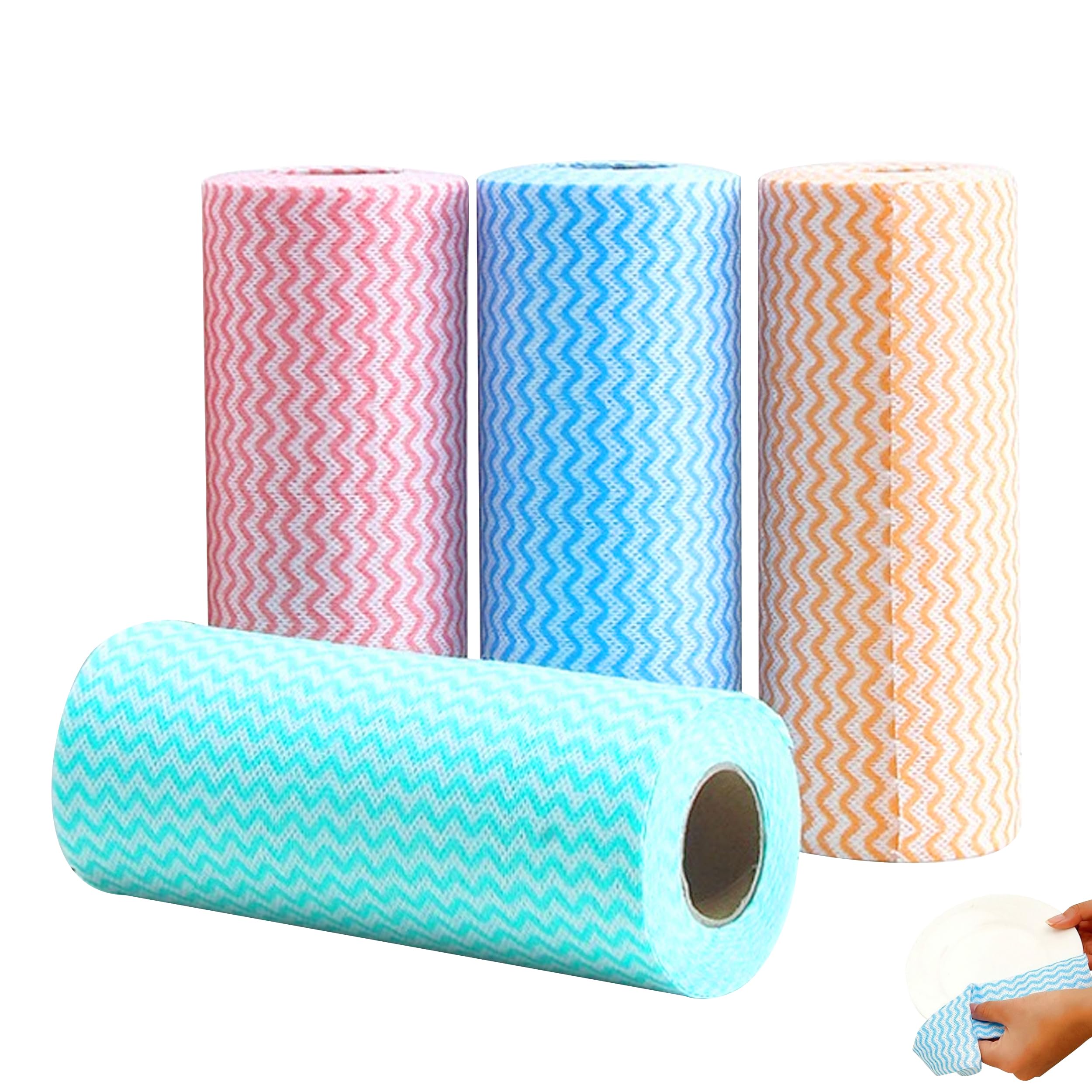 J Cloths on a Roll 4 Pack, 200 Pcs Reusable Multi-Purpose Cleaning Cloths