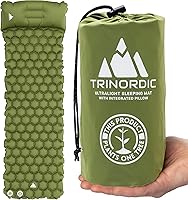 TRINORDIC Ultralichte Opblaasbare Camping Mat met Kussen - Enkele Luchtmatras voor Ruimtebesparend Comfort - Duurzame,...