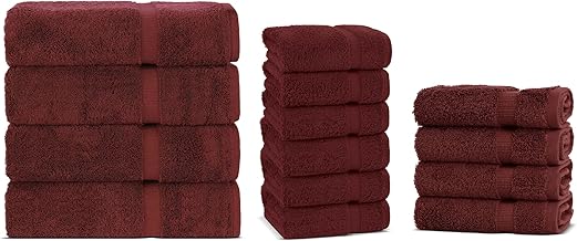 Chakir Turkish Linens | Hotel & Spa Quality 100% Cotton Premium Turkish Towels Bundle | Soft & Absorbent Towels | 4-Piece Bath Towel, 6-Piece Hand Towel, 4-Piece Washcloth Bundle (Cranberry)
