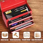 IRONMAX Portable Tool Box, 20.5’’ Lockable Steel Tool Chest Cabinet w/Comfortable Handle & 3 Drawers, Heavy Duty Storage Toolbox Tool Organizer for Garage, Warehouse, Home, Red