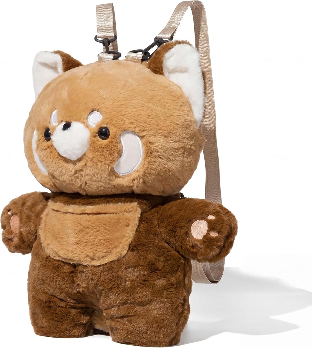 Red Panda Plush Backpack Convertible Crossbody Bag – Ultra-Soft Stuffed Animal Backpack with Hidden Zipper, Lightweight & Durable for Travel and Daily Use