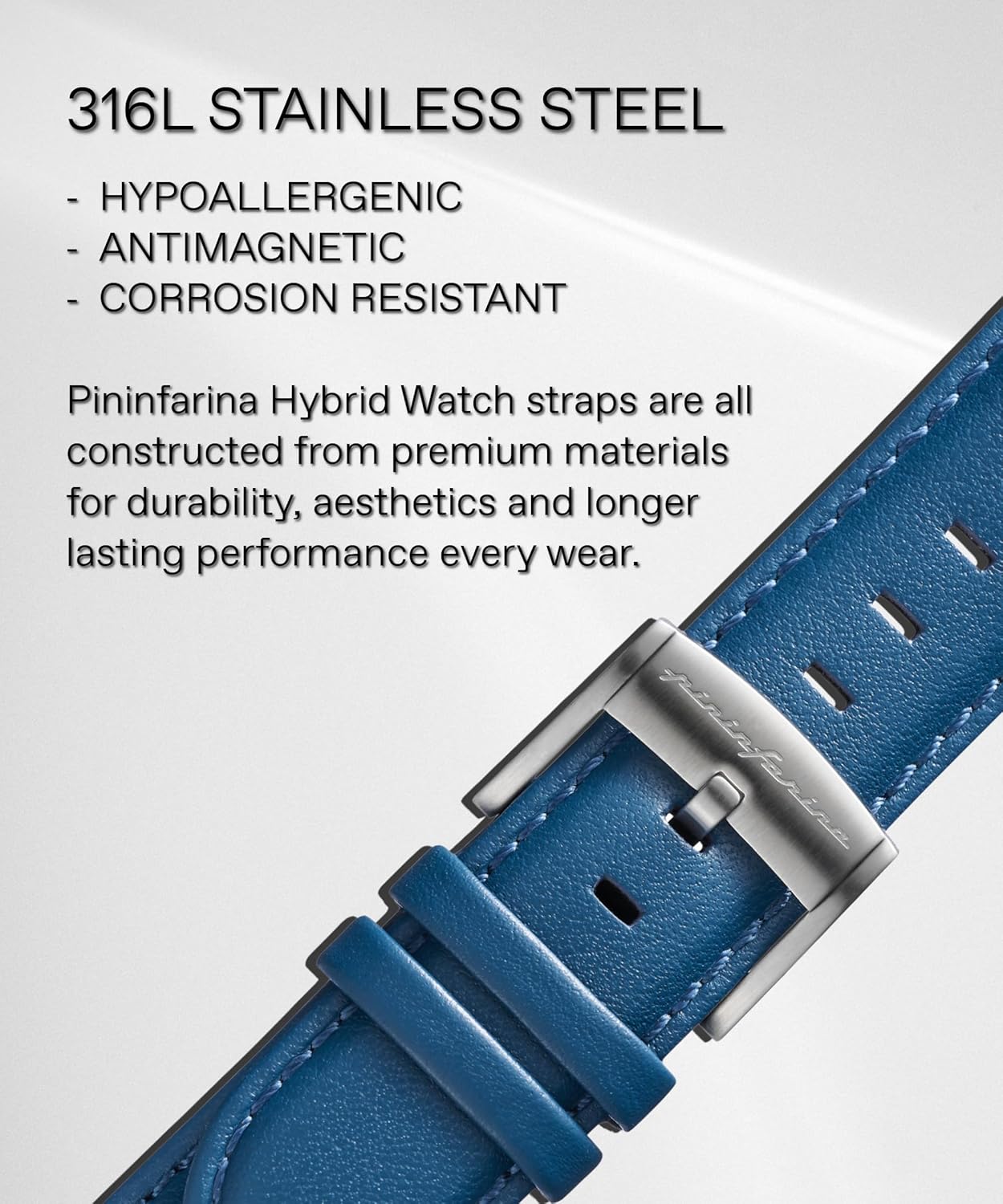 pininfarina 22mm Metal Watch Band – 316L Stainless Steel Watch Strap with Quick Release – Universal Black Metal Watch Band for Men & Women, Hybrid Smartwatch Compatible