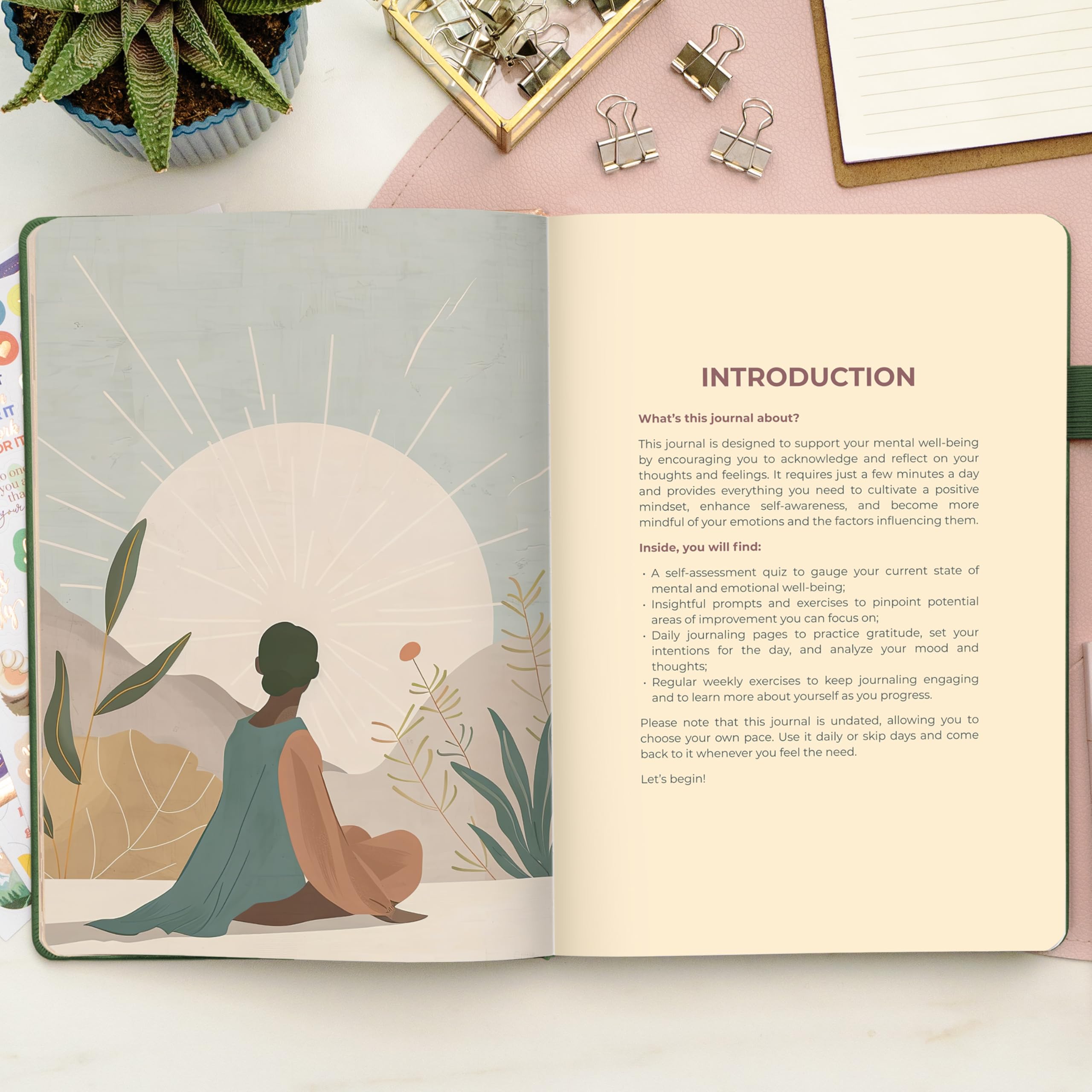 Clever Fox Inner Peace Journal – Diario guiado para aliviar el estrés y la ansiedad con indicaciones – Cuaderno de curación y autodescubrimiento para mujeres y hombres (verde bosque)