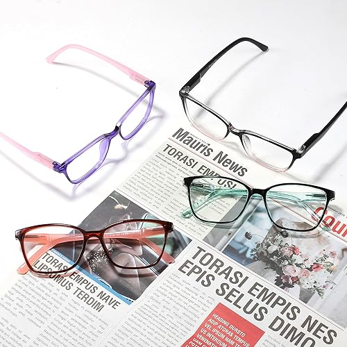 Miniatura 8 de Przene Paquete de 4 lentes de lectura con bloqueo de luz azul, lectores de ojo de gato para mujeres y hombres con bisagra de resorte