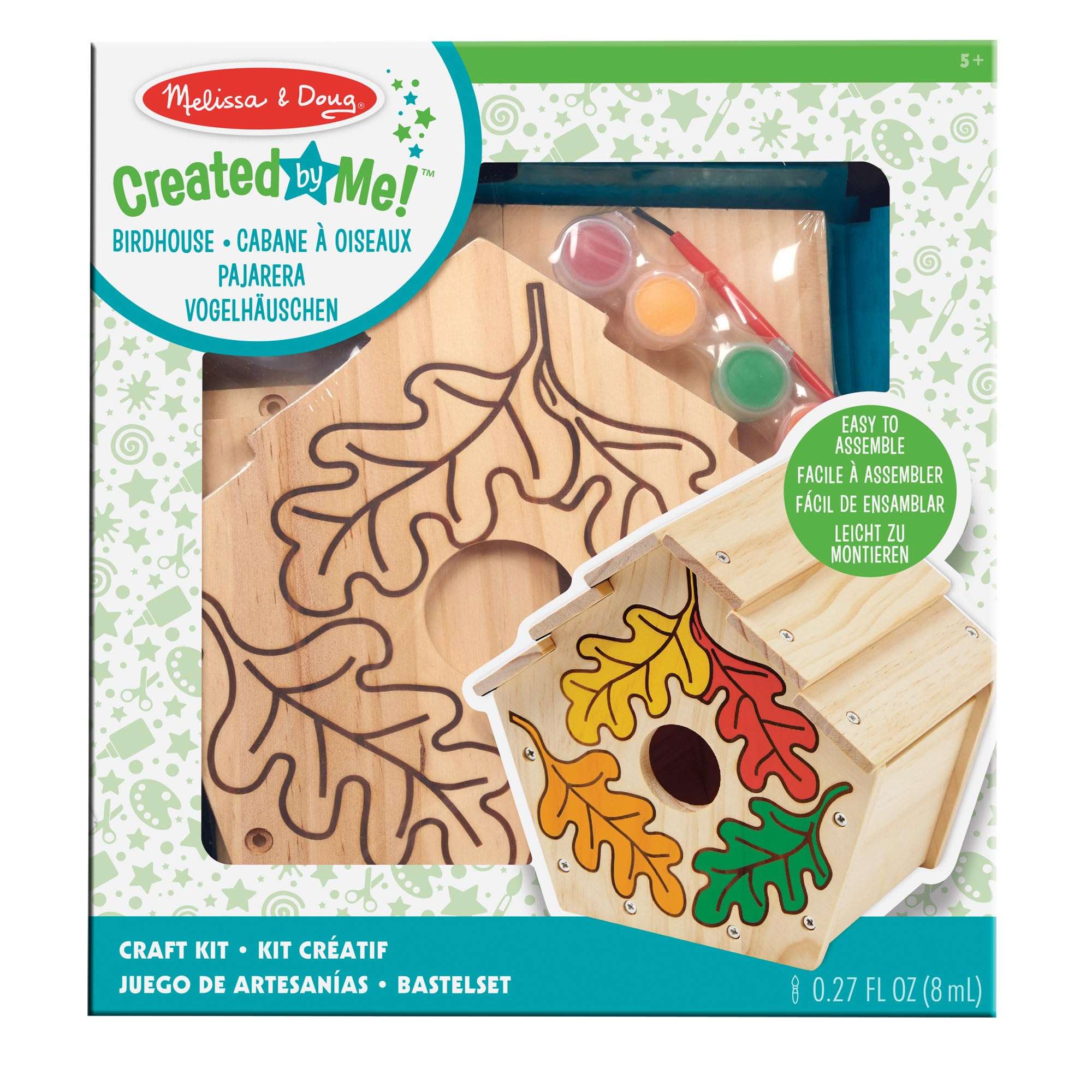 Melissa & Doug 13101 Build-Your-Own Wooden Toy Birdhouse Arts and Crafts Craft Kits: Created by Me, Made Easy and More 3+ Gift for Boy or Girl, Multicolor, 26 cm*44.4 cm*34.2 cm