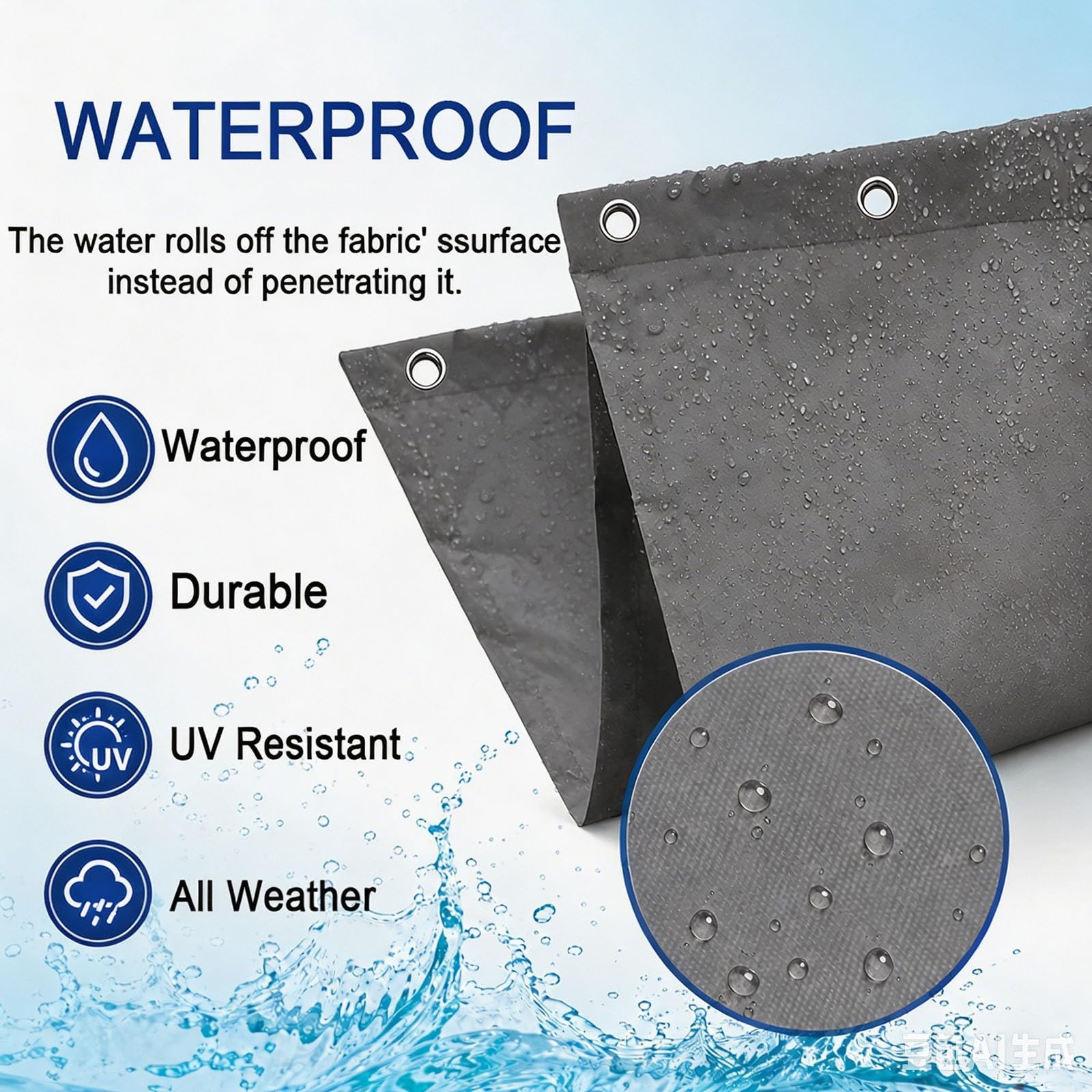 Einziehbar Welle Sonnensegel 1.5 x 2.5 m PES Markisenstoff Sonnenschutz Wasserdicht Stabil Windabweisend Verstellbar Welle Markisenstoff für Balkon Terrasse Garten, Dunkelgrau