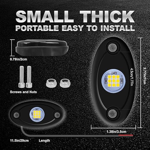 Miniatura 4 de 4Pods - Luces LED de neón blancas para automóvil, camión, ATV, UTV, SUV, debajo de la carrocería, lámpara impermeable (blanco)