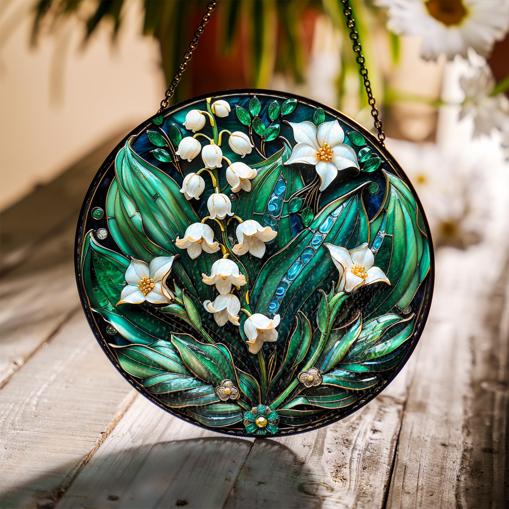 Snapklik.com : Handcrafted Lily Of The Valley Stained Glass Suncatcher ...