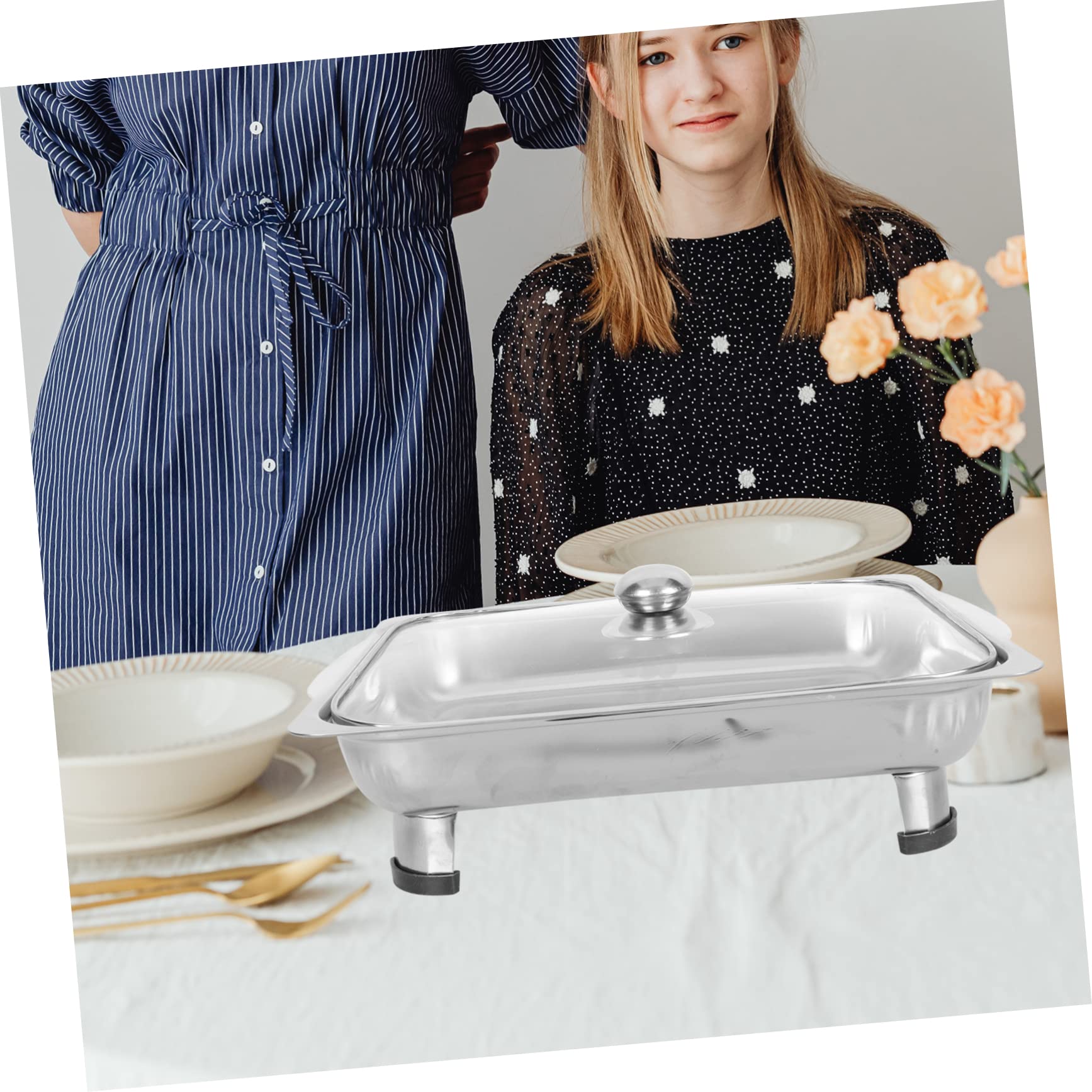 Garneck Buffet Tray Food Tray Dustproof Tray Fruit Tray Smooth Surface Tray Hotel Tray Roasting Pan with Lid Chafing Dish Catering Pans Buffet Server Buffet Food Holder Stainless Steel