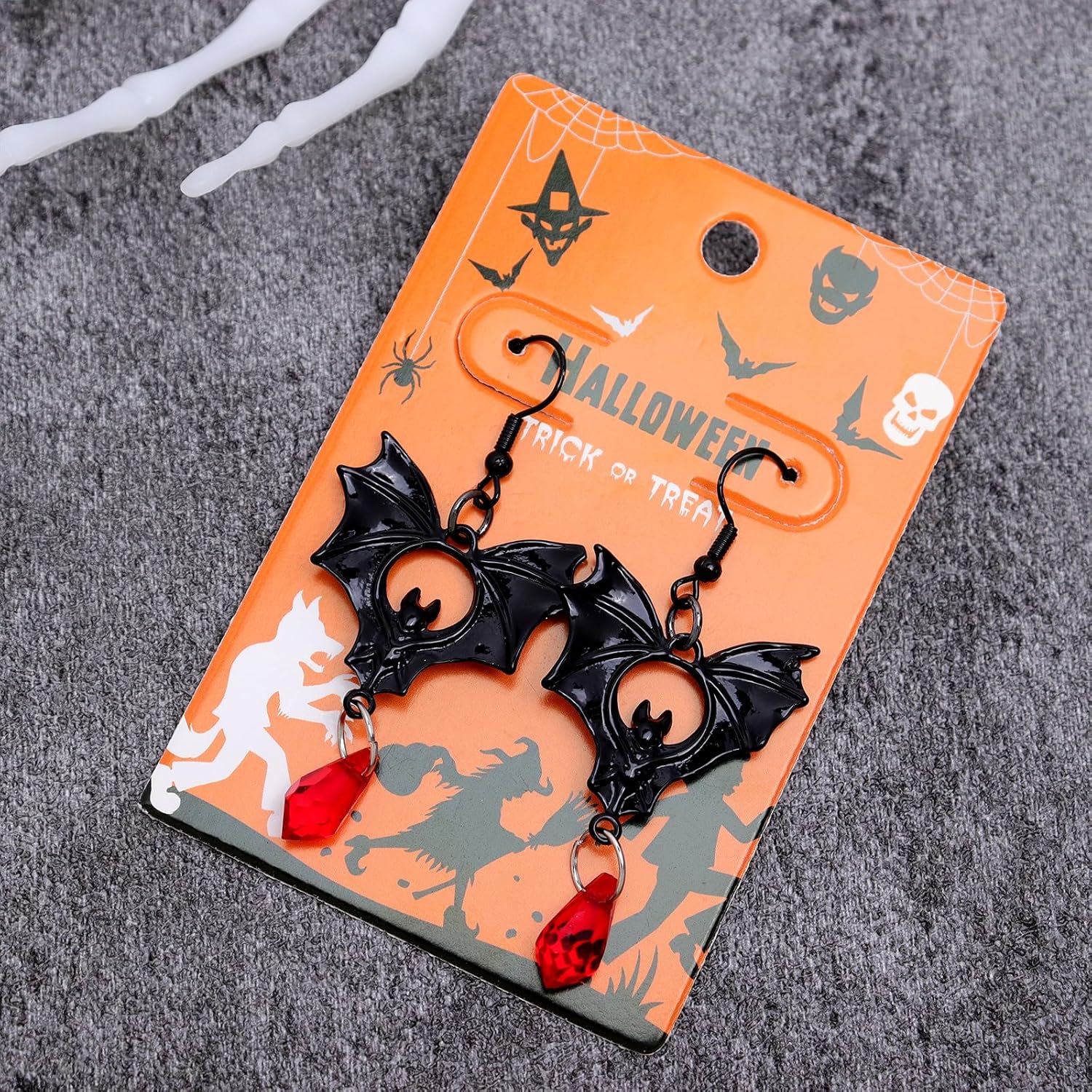 Halloween Gothic Black Silver Bat Drop Dangle Earrings for Women, Goth Bats Hook Earings Vampire Costume Accessories Holiday Jewelry Gift - Image 4