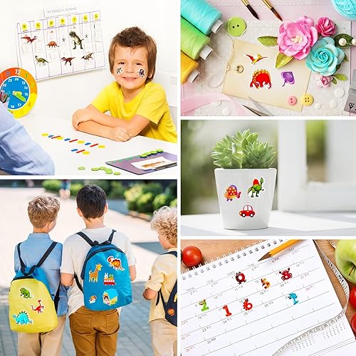Miniatura 7 de UPINS 14 hojas diferentes (más de 200 unidades) calcomanías hinchadas 3D de dinosaurios para niños, calcomanías de insectos de animales, álbumes de