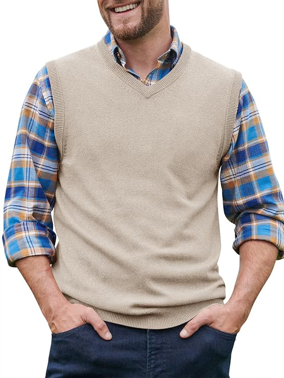 Mens Casual V Neck Sweater Vest Slim 