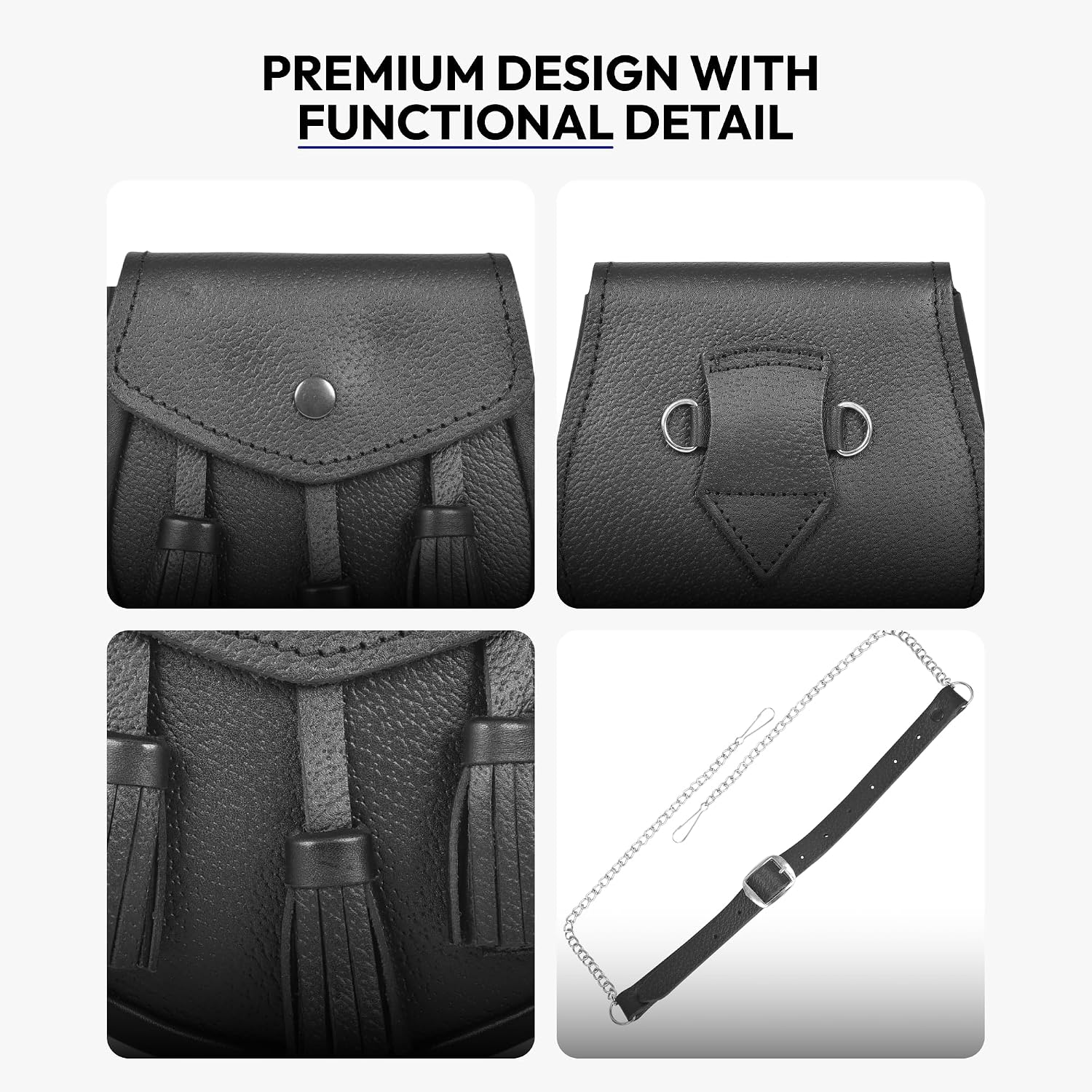 Leather Sporran - Authentic Sporrans for Men, Perfect Sporran for Kilt, Traditional Kilt Bag, Ideal Accessories for Men, Premium Scottish Clothing Accessories image 4