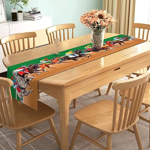 Miniatura 2 de Nepnuser Camino de mesa Kentucky Churchill Downs de carreras de caballos Derby temático decoración de fiesta del hogar, cocina, comedor, 72 pulgadas