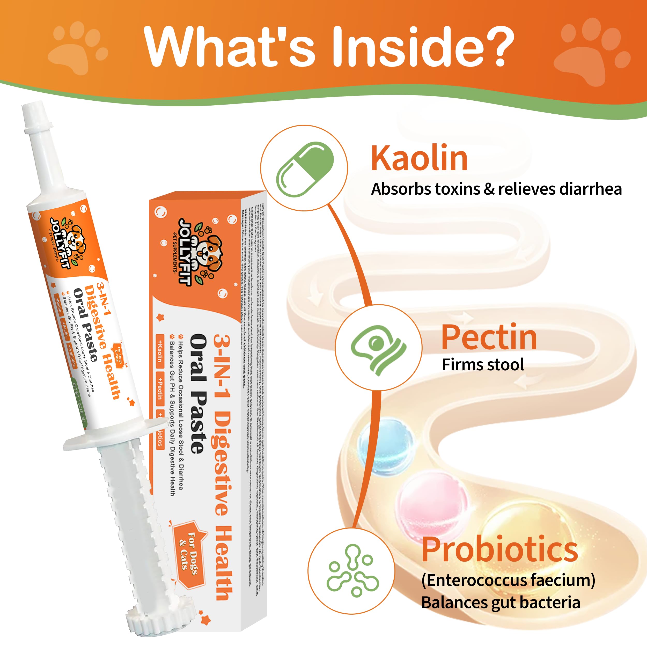 Antidiarrheal for Dogs - Kaolin Pectin Probiotic Paste for Dog, Anti-diarrheal for Cats - Puppy Probiotic Supports Firm Stool, Balances Gut pH, and Promotes Daily Digestive Health - 1 oz