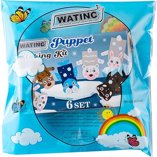 Vista 125 de WATINC Kit de 6 piezas de fabricación de marionetas de mano, calcetines de fieltro para manualidades, juguetes creativos de bricolaje para hacer tus