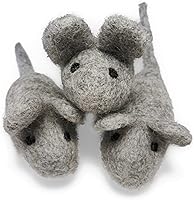 Vista 1 de Cat Mouse Toy - 3 Felted Wool Mouse Toys Without Catnip for Indoor Cats and Kittens - Large Handmade Mice
