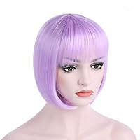 Vista 14 de Onedor Peluca Bob de Cabello Corto y Liso de 10 Pulgadas para Disfraz Cosplay Flapper (1001# - Blanco)