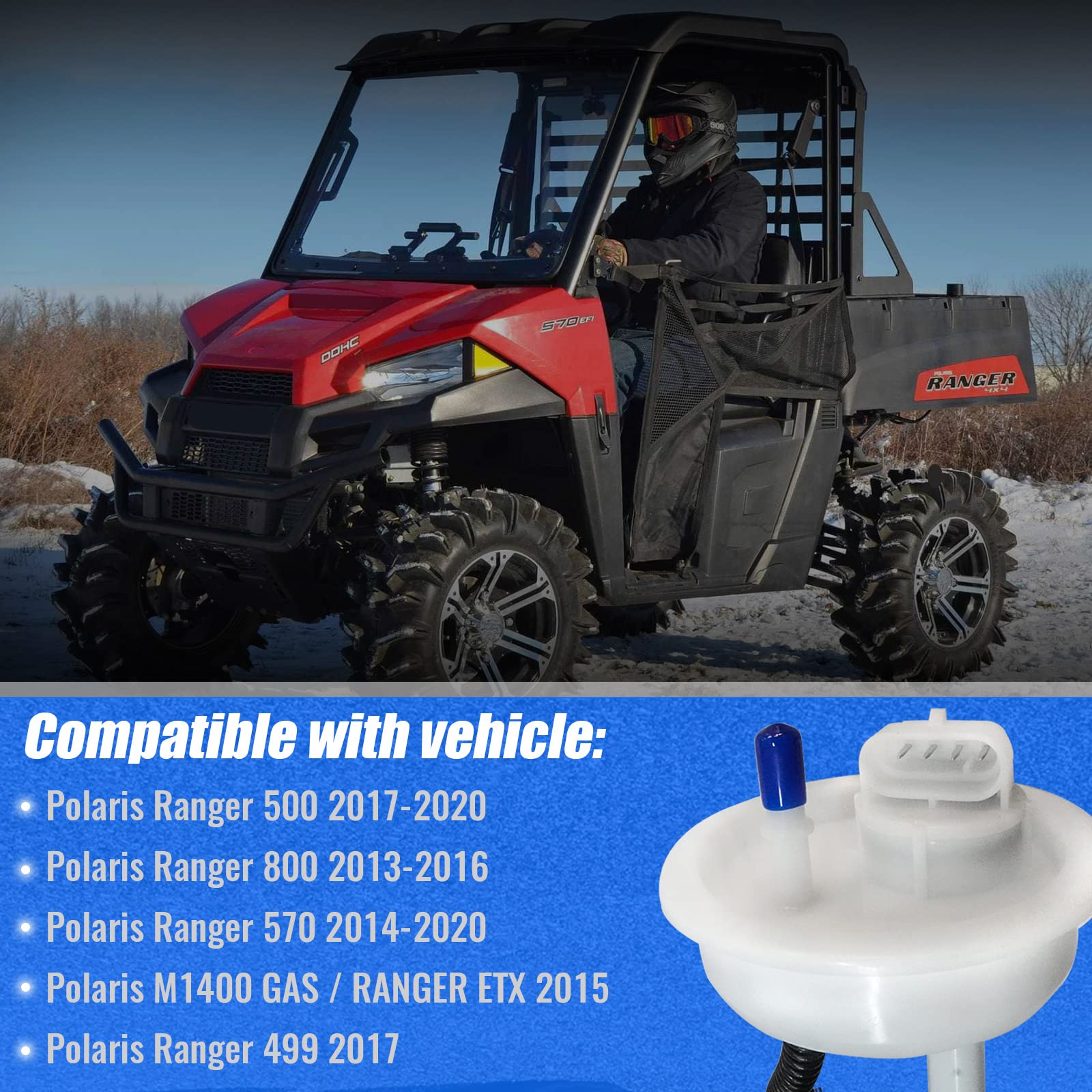 2208613 2204945 Fuel Pump Compatible with Polaris Ranger 570 500 800 499 EFI ETX Crew 6x6 2013 2014 2015 2016 2017 2018 2019 2020