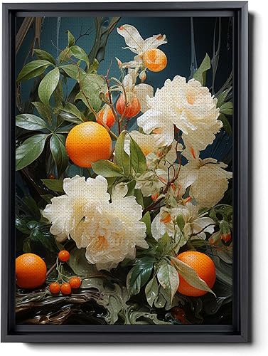 Harvest print Textured Wall Art Square Canvas Art Vibrant Orange Fruit print Living Room Wall Decor Nature Inspired Wall Decor