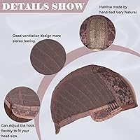 Vista 5 de NAYOO Peluca larga ondulada de color marrón degradado para mujer, de 26 pulgadas, parte media, rizada, ondulada, de aspecto natural, fibra sintética