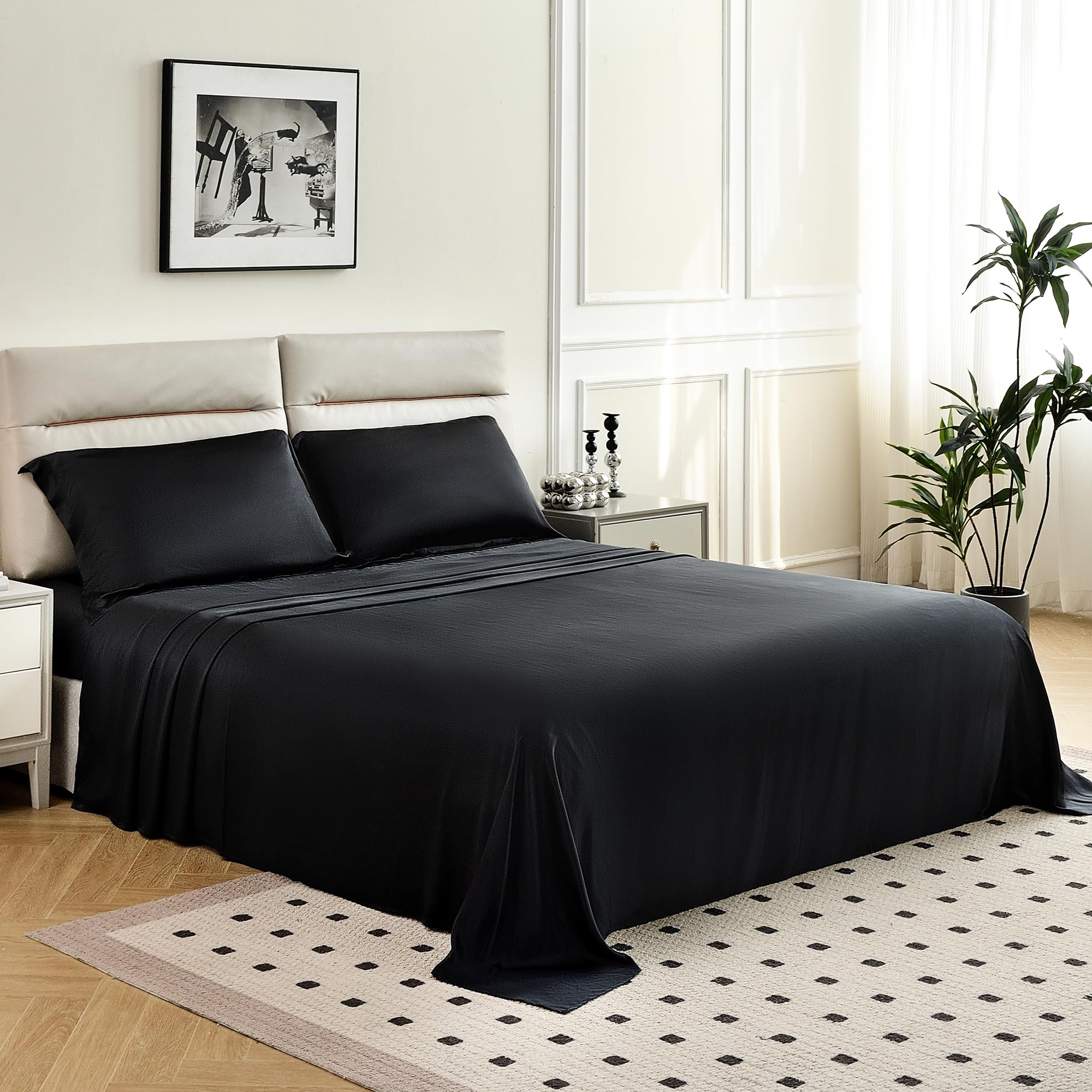 4 Pieces 100 Mulberry Silk Sheet Set Bed Sheets 19 Momme Queen Size 6A Luxury Silk Bedding Set