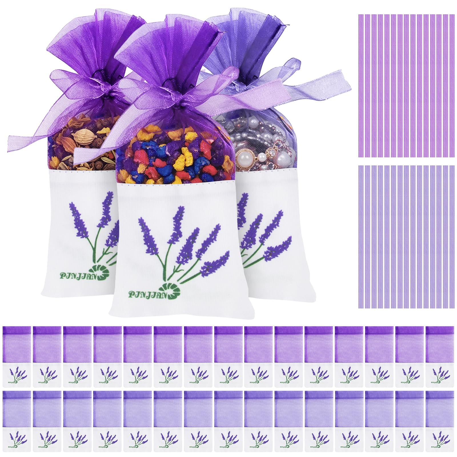 Scettar 30 Pcs Sachet de Lavande en Coton et Gaze avec Rubans, Sacs à Lavande vides Sachets(Violet Foncé et Violet Clair), pour Lavande, Épices, Herbes, Fleurs Séchées, Confiserie