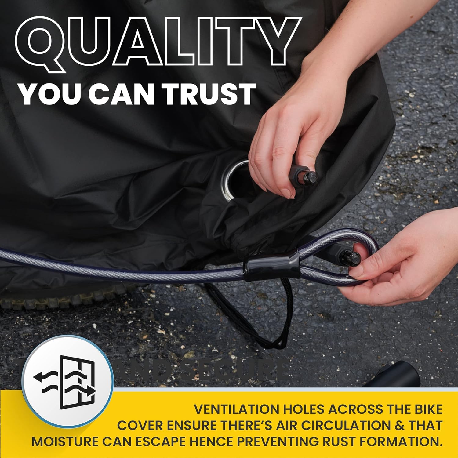 Waterproof Bicycle Cover for Outdoor Storage - Fits 1 or 2 Mountain, Road, Electric Bikes - Anti Theft Lock Holes for Frame Body & Wheels - Premium Heavy Duty Ripstop Fabric. For Rain or Snow.