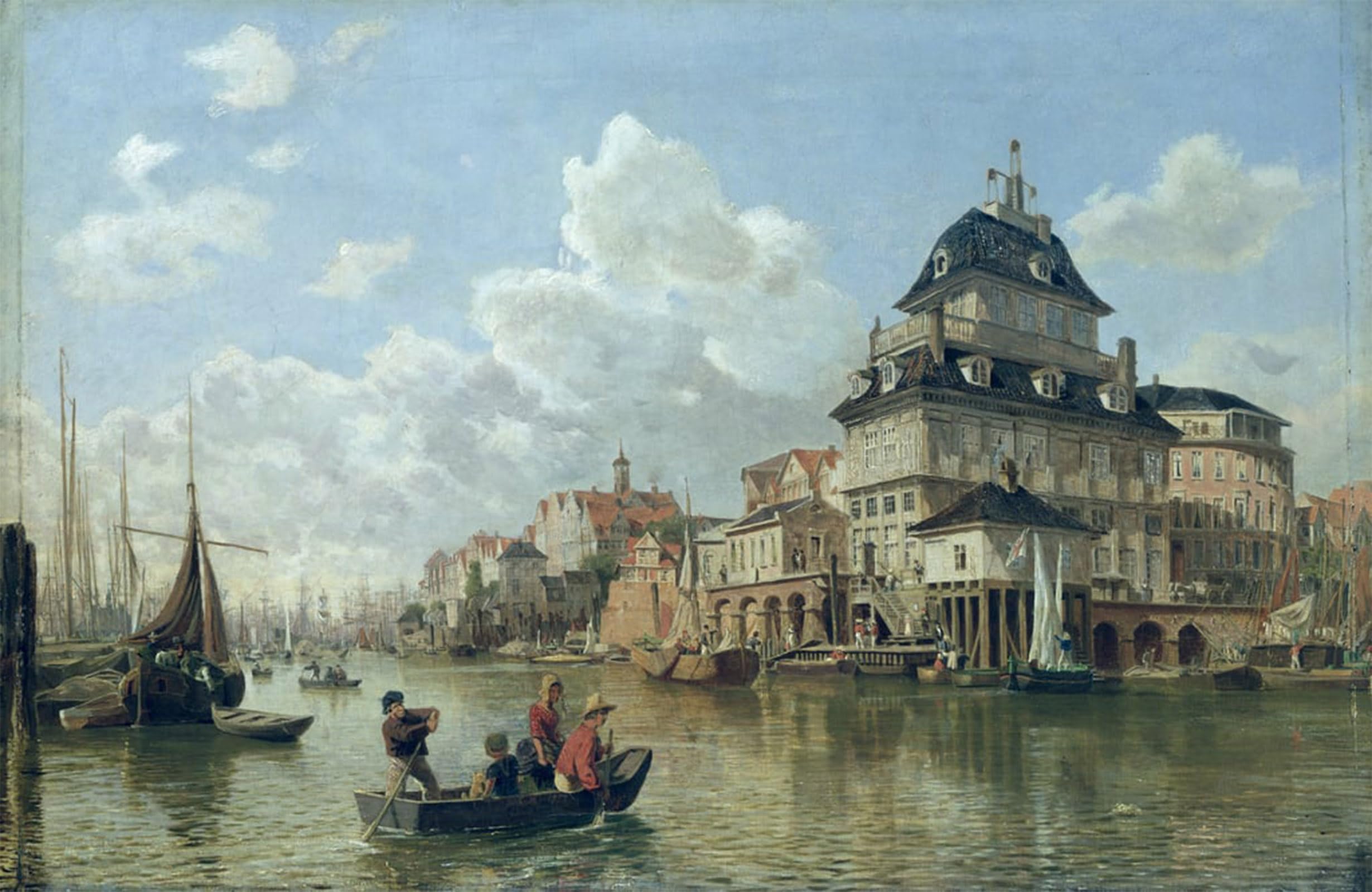 POSTERIIk Famous Modern Artwork Art Mural the Boat House At Hamburg Harbour by Valentin Ruths Oil Paintings Pictures for Home Decor 60x90cm