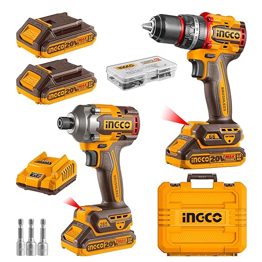 INGCO 20V Brushless Impact Driver and Drill Pack