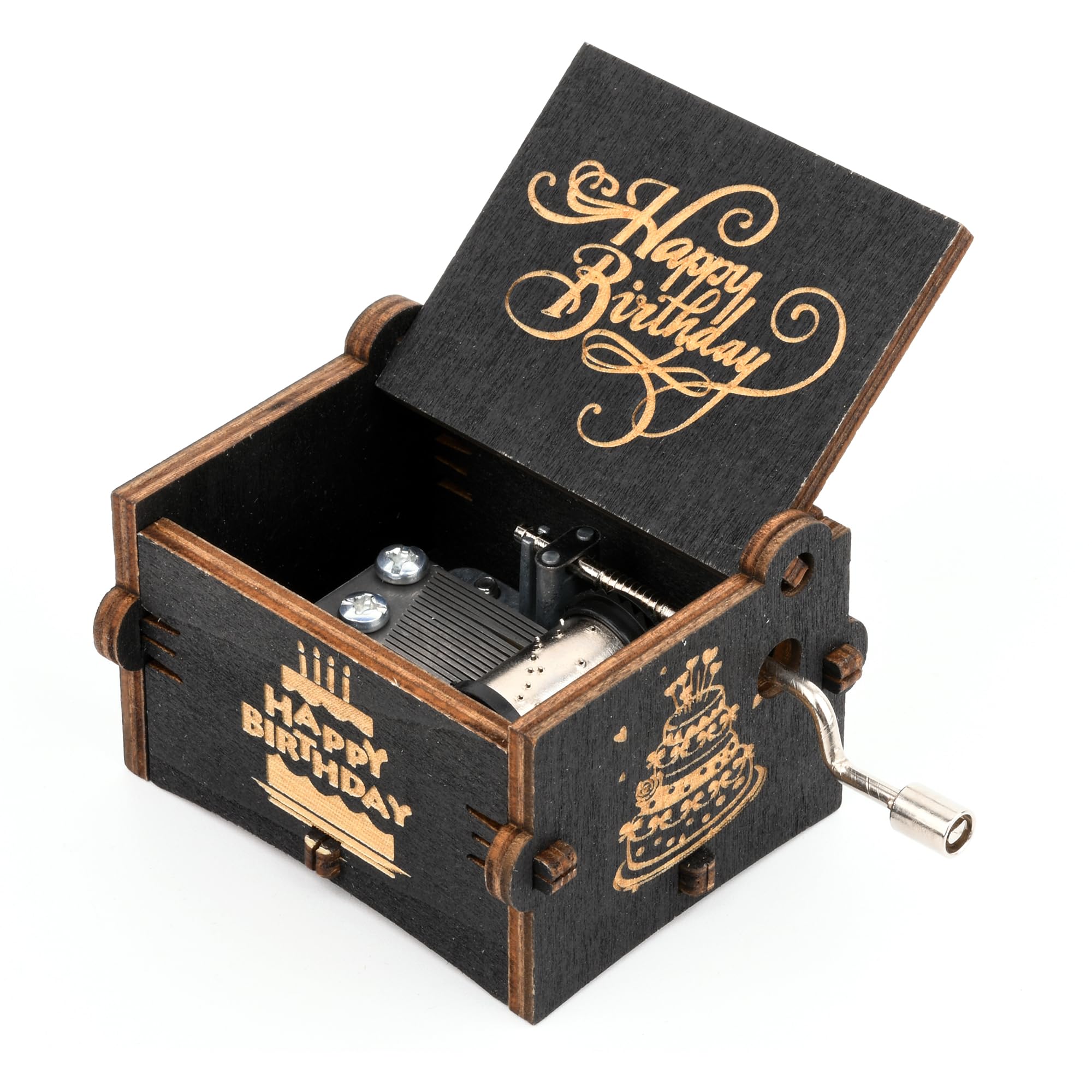 SHININGGIFTDESIGN Happy Birthday Music Box Gift - Bday Gift for Daughter Son Wife Husband Boyfriend Girlfriend Wooden Hand Crank Musical Box Play Happy Birthday to You