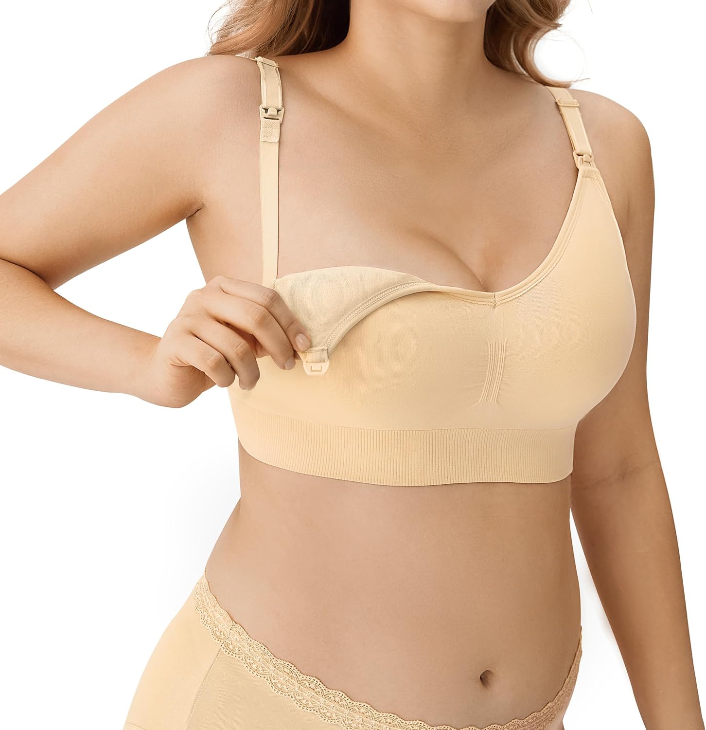 HBselect Women Maternity Bras 5 Pack Nursing Bras for Breastfeeding Seamless Pregnancy Sleep Bralette with Extra Extenders thumbnail