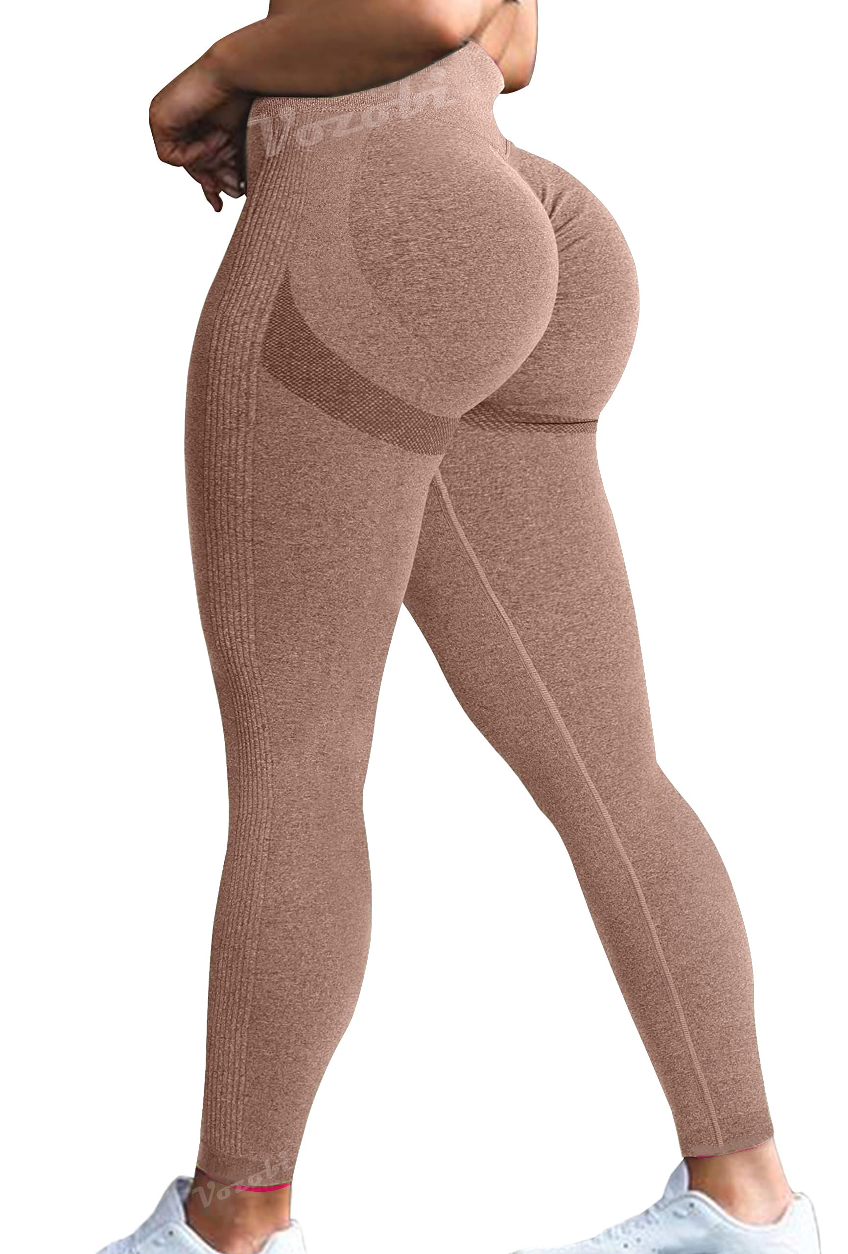 Vozobi Tiktok Trending Leggings Women's High Waist Smile Contour Booty Leggings Scrunch Butt Lift Workout Seamless Yoga Pants — view 44