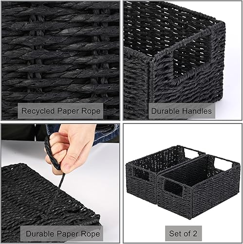 Miniatura 6 de Vagusicc - Canastas de almacenamiento de mimbre pequeñas de mimbre tejidas a mano cestas organizadoras de cuerda de papel higiénico pequeñas con