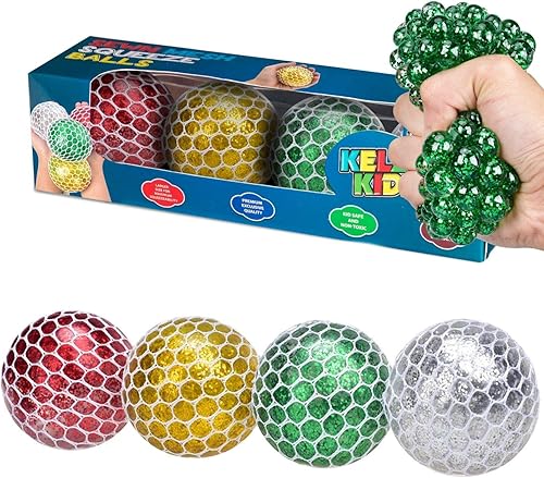 Bola de uva blanda de malla cosida con luz para niños, gran divertido juguete para apretar el estrés y la ansiedad para adultos y niños (paquete de