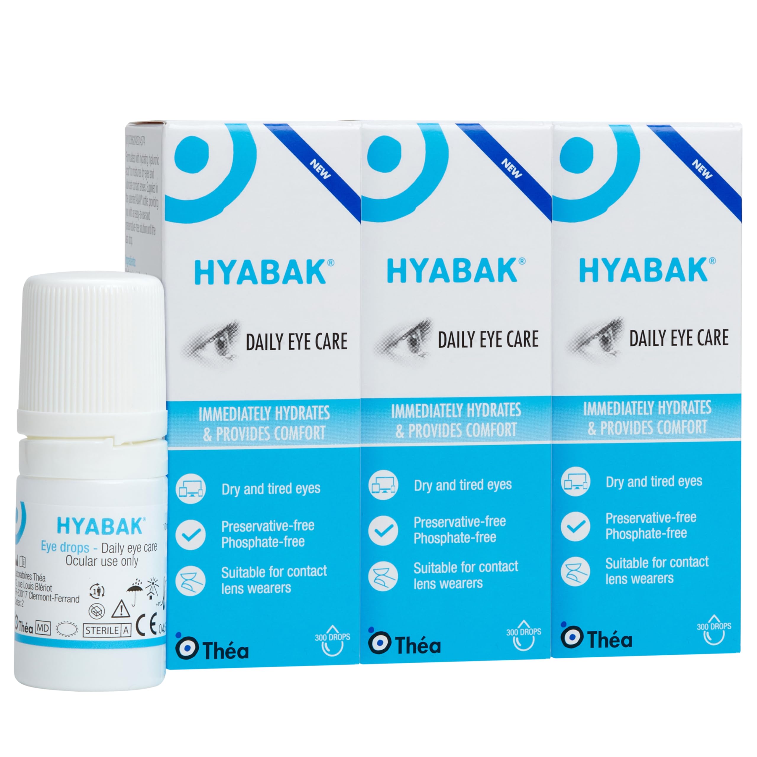 Eye Drops to provide comfort and relief for Dry Eye |For dry eyes, caused by environmental factors ISuitable for Contact Lens Wearers and screen users| Preservative-Free 3 PACK|10ml (900 Drops)