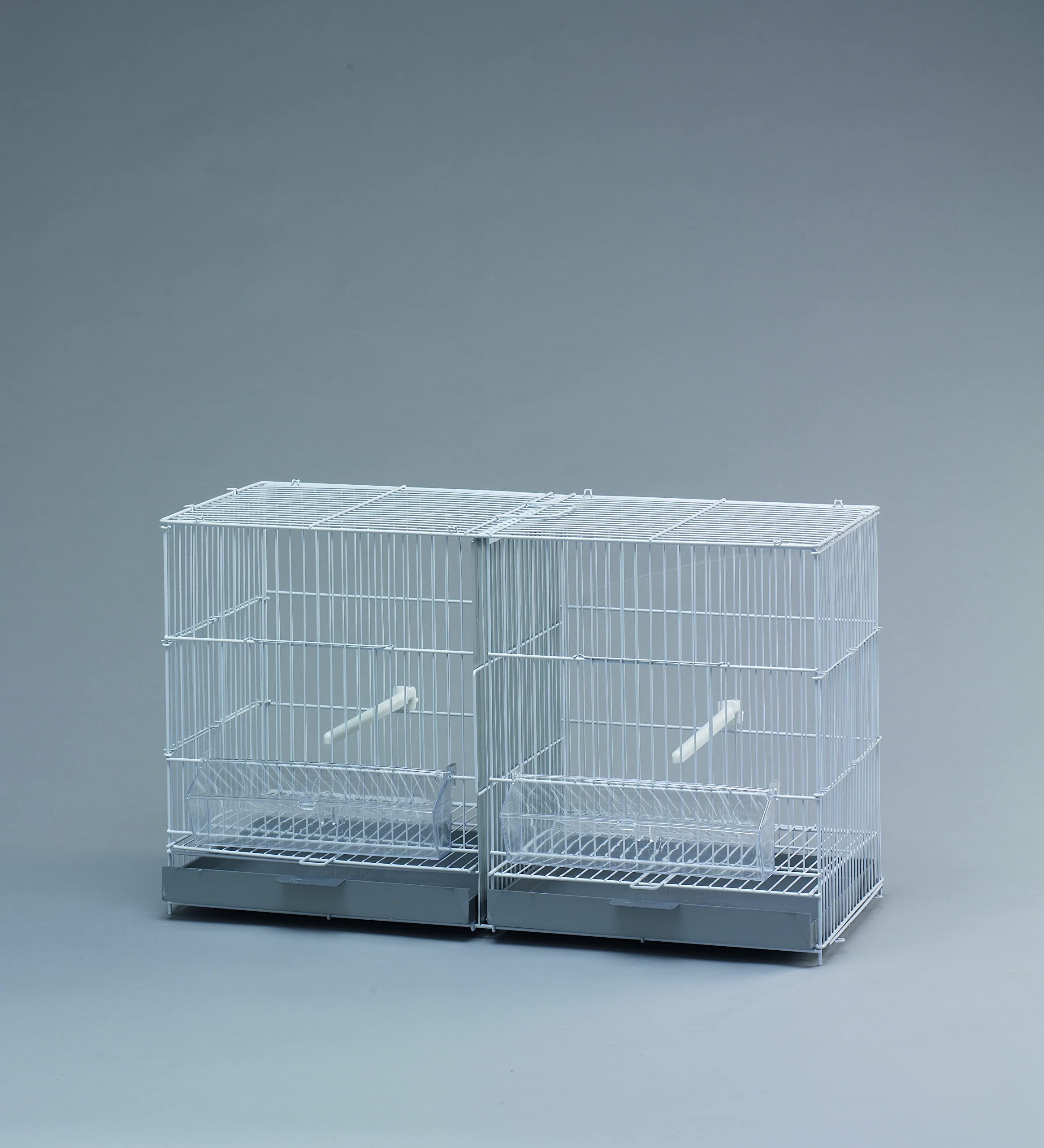 Cría - Jaula para Pájaros - 58x25x39 cm - Ideal para Crianza - con 2 Puertas Frontales y 4 Laterales - Totalmente Desmontable - Incluye 2 Comederos Individuales y un Separador Opaco - Alamber