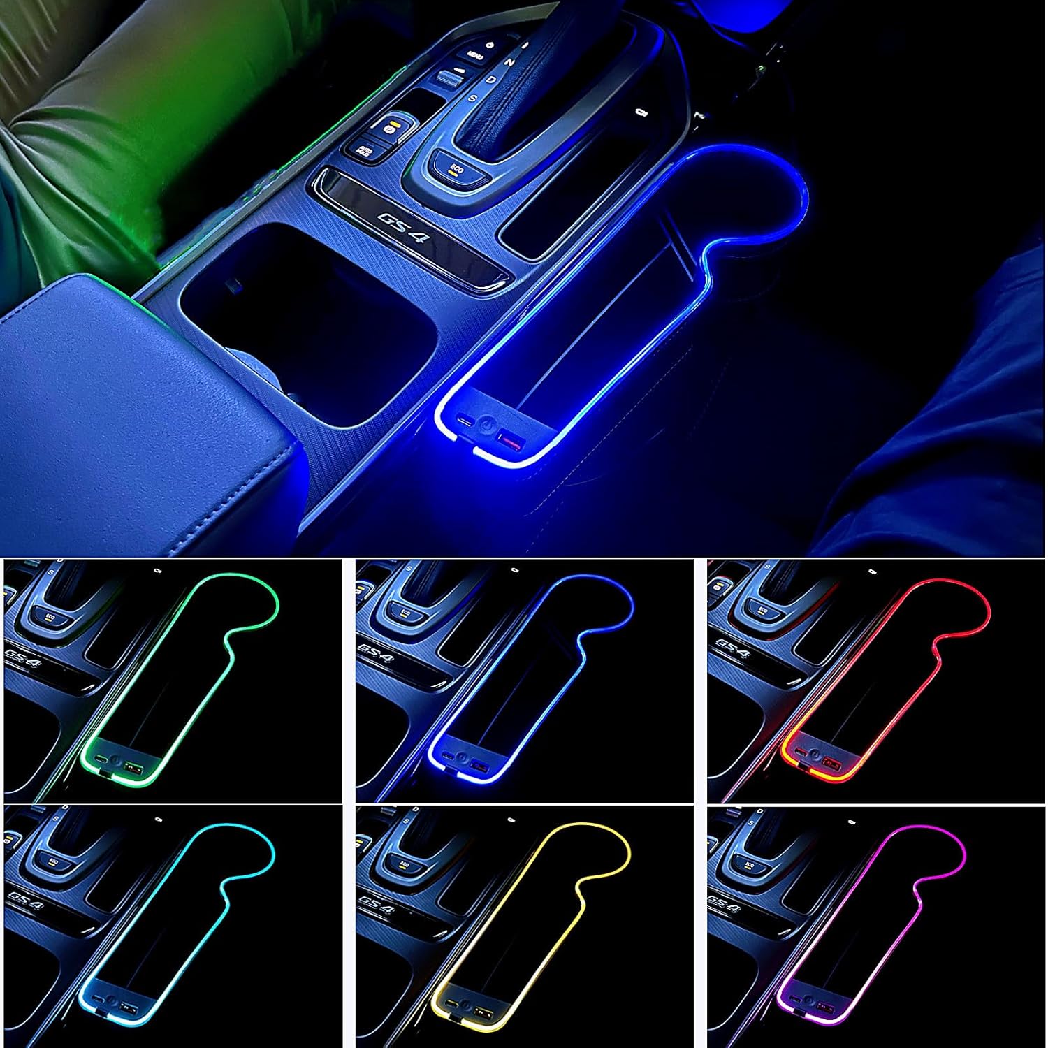 7 color led car seat gap filler organizer car seat pocket gap filler with usb+c fast charger,car gap organizer storage 2023 console side seat gap filler fit for passenger side(black-passenger side)