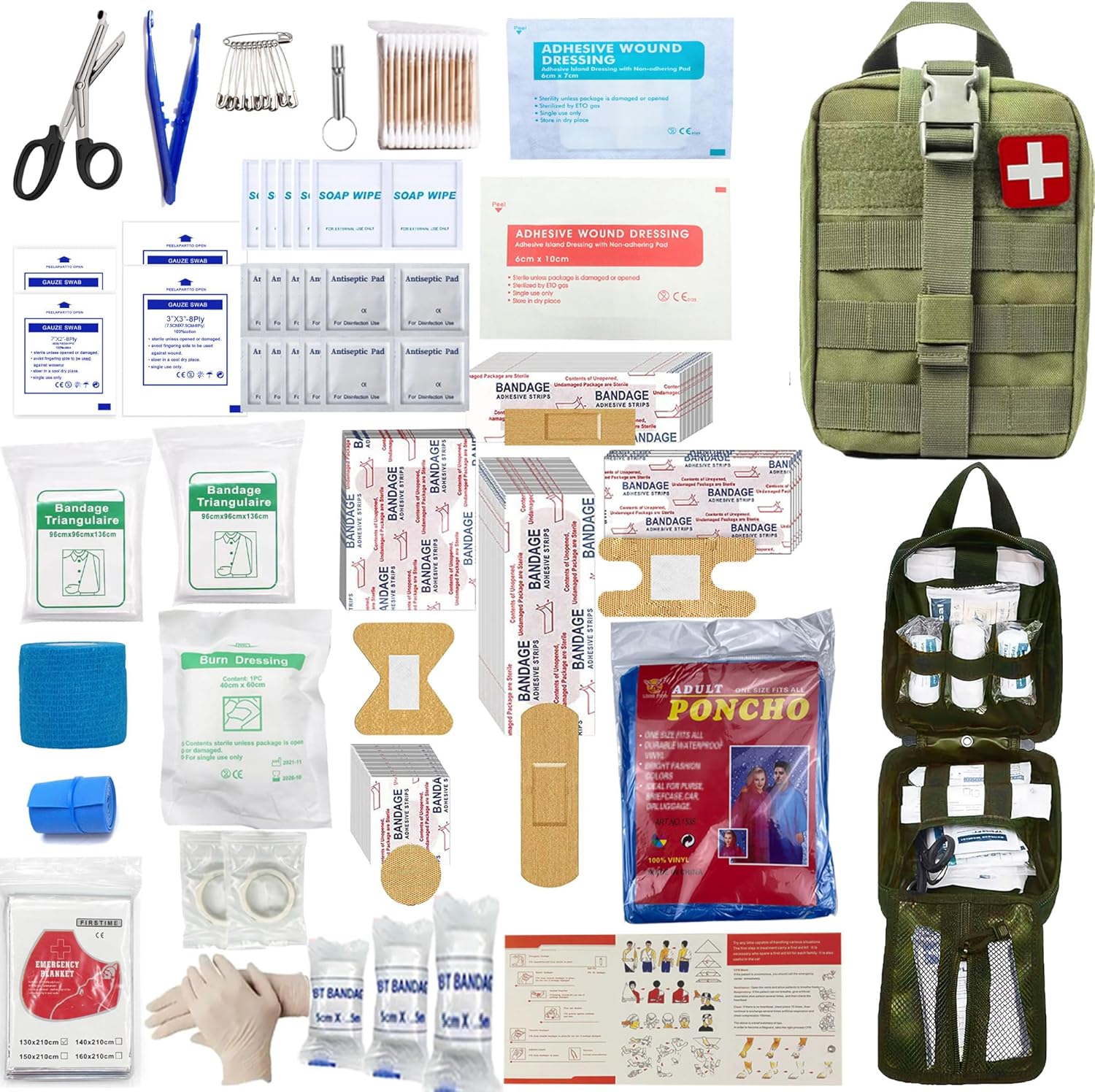 293Pcs/set – First Aid Kit Molle Pouches Emergency Survival Kit Suitable for Outdoor Activities, Home, School, Hiking, Car Travel and Camping – Quick Response First Aid Essentials (Olive Green) 293Pcs/set – First Aid Kit Molle Pouches Emergency Survival Kit Suitable for Outdoor Activities, Home, School, Hiking, Car Travel and Camping – Quick Response First Aid Essentials (Olive Green)