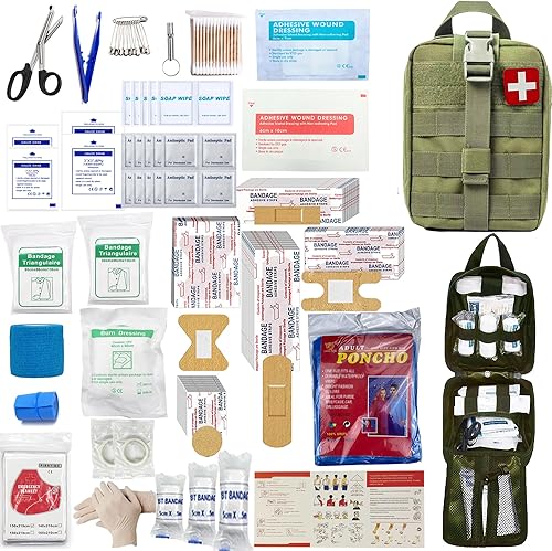 Miniatura 7 de Juego de 293 piezas – Kit de primeros auxilios Molle Bolsas de supervivencia de emergencia adecuado para actividades al aire libre, hogar, escuela,