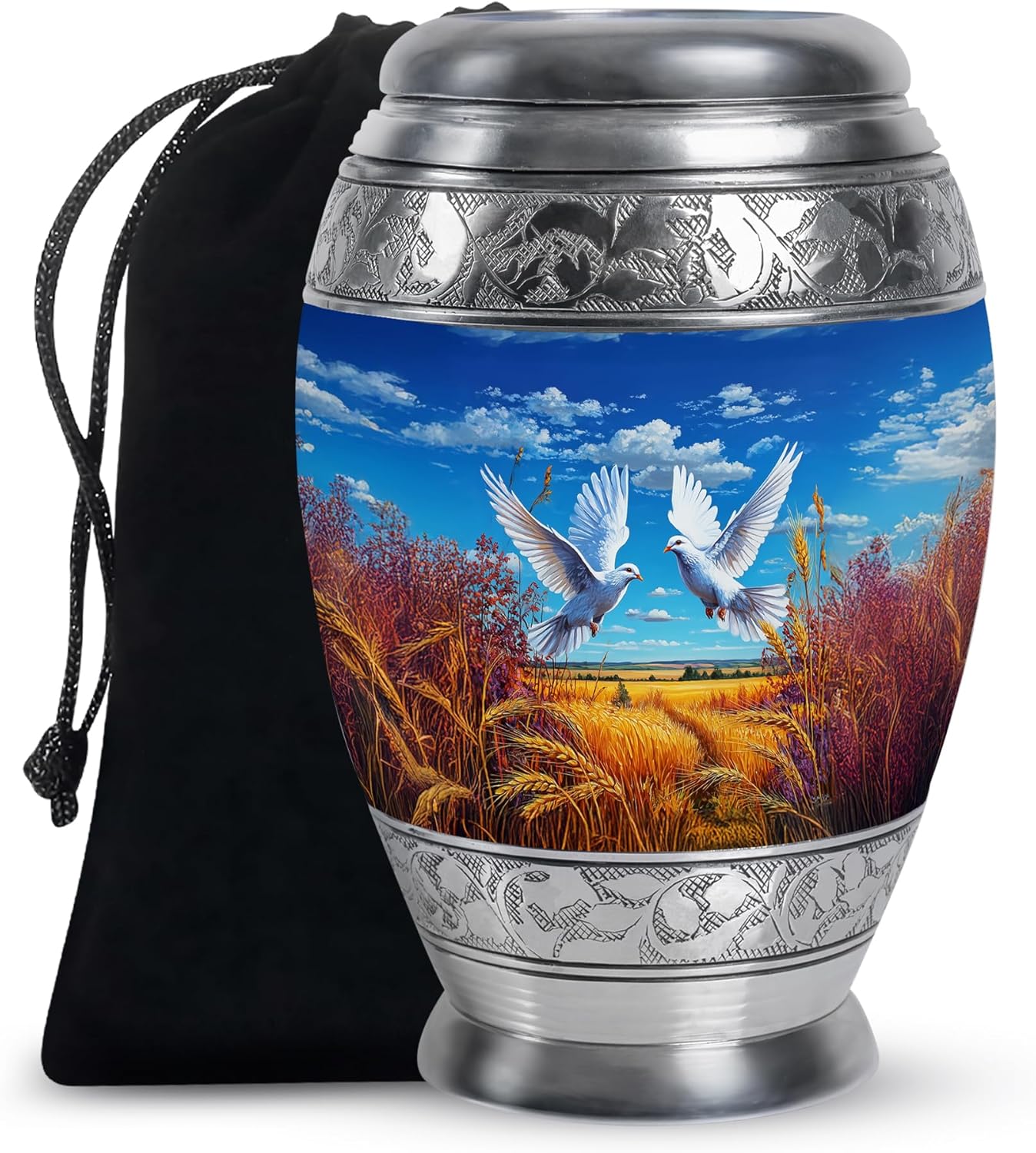 White Dove Urns for Human Ashes - Blue Cremation Urns for Human Ashes Adult Male - Dove Urn for Adult Mom and Dad - Large Decorative Urn for Handmade 10inch and 200 Cubic Inches